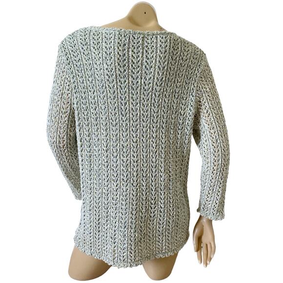 ALFRED DUNNER Womens Size Large Sparkly Mint Green Scoop Neck Pullover Sweater - Picture 4 of 7